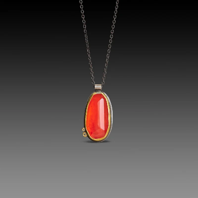 Carnelian Necklace with Diamonds