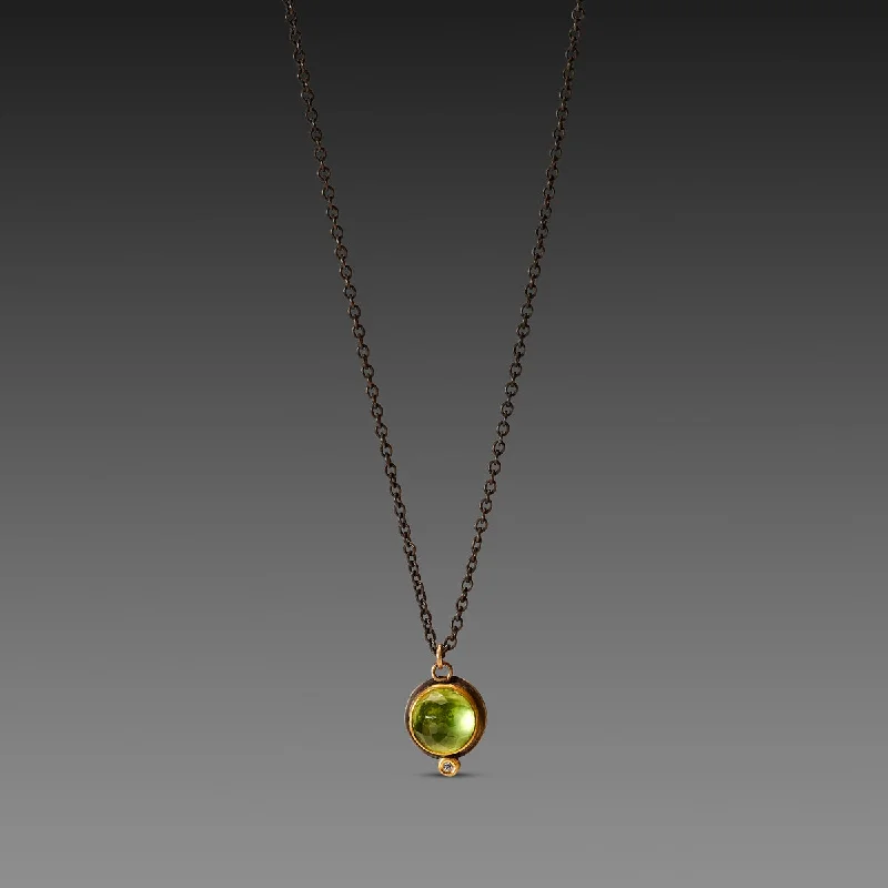 Peridot Necklace with Diamond