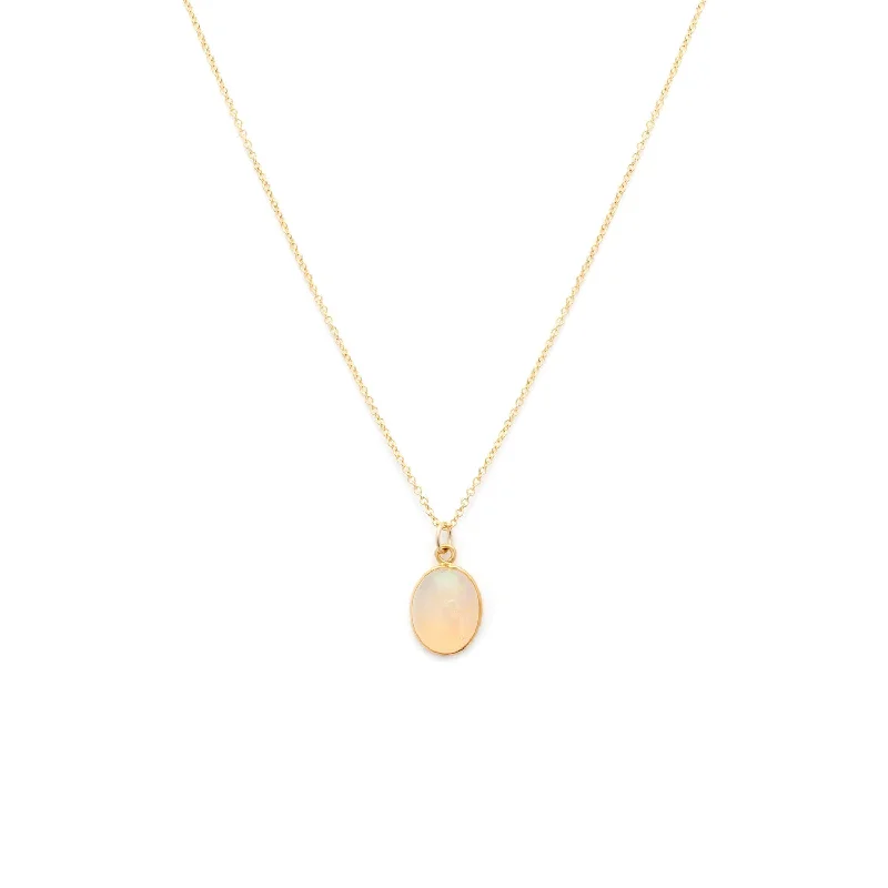 Cabochon Necklace | 14k Gold & Opal