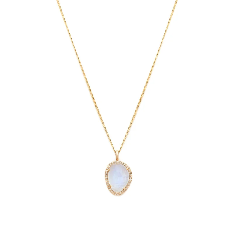 Etereo Necklace | 14k Gold, Moonstone & Diamond