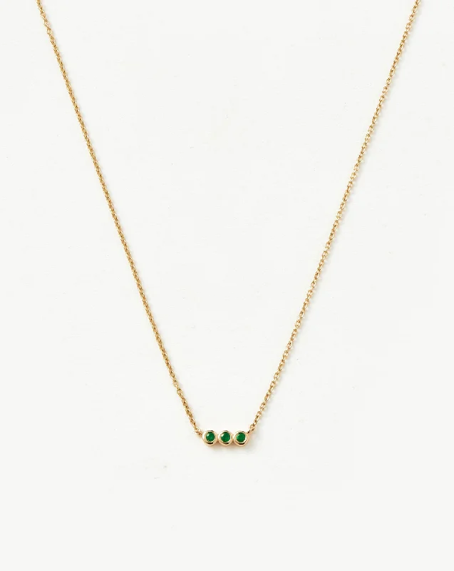 Fine Emerald Solitaire Trio Necklace