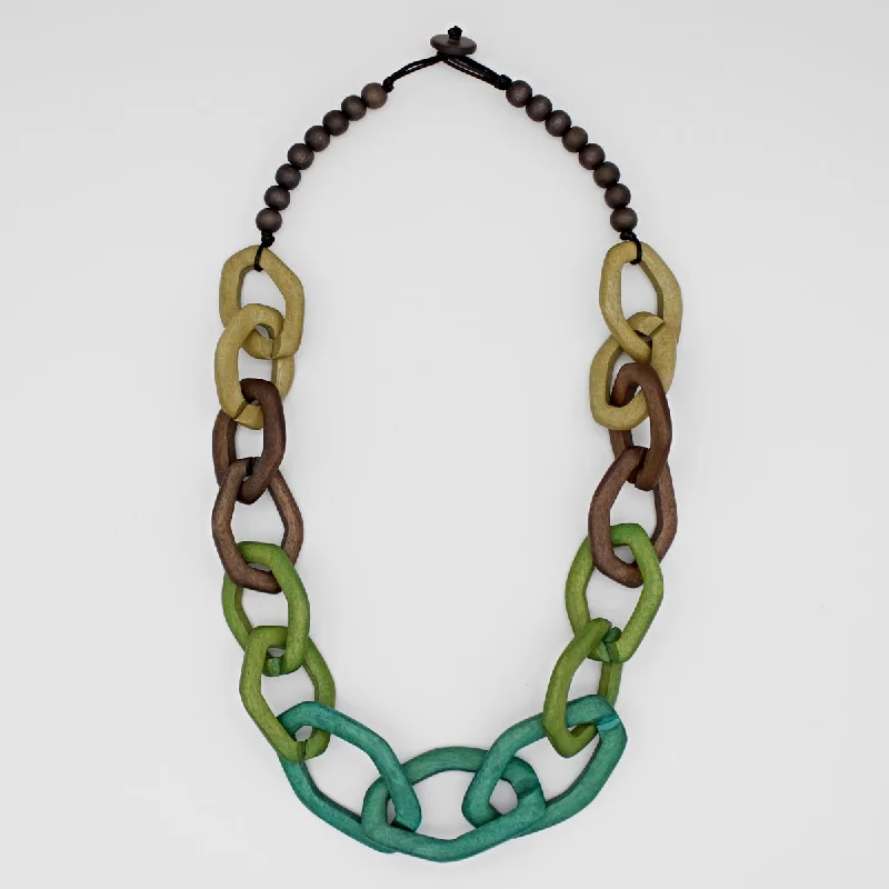 Green and Taupe Canyon Link Necklace