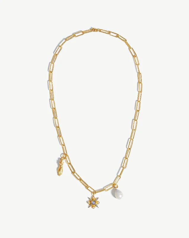 Harris Reed Symbols of Change Necklace | 18k Gold Plated/Pearl & Labradorite