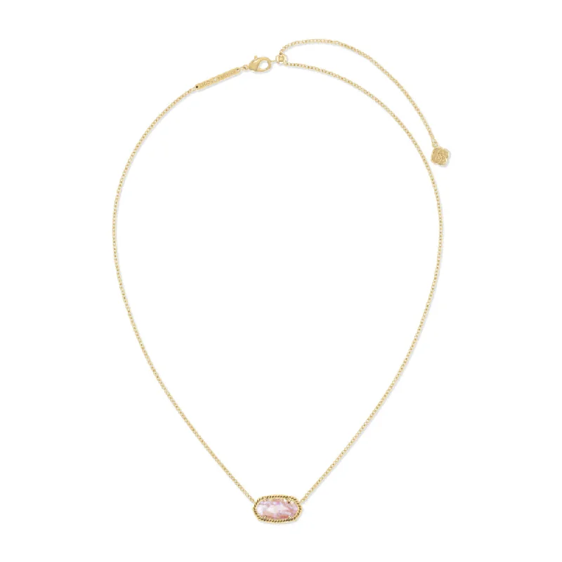 Kendra Scott Elisa Pendant Necklace In Light Pink Iridescent Abalone