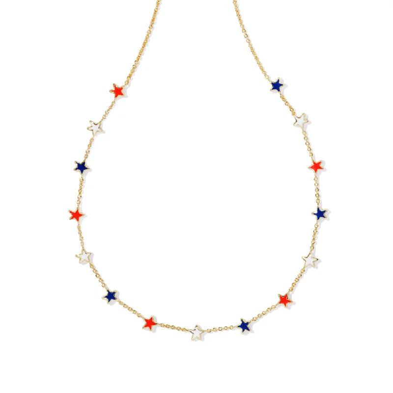 Kendra Scott Sierra Star Strand Necklace - Gold Red White & Blue