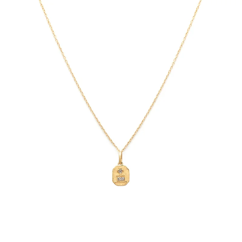 Love Token Necklace Square | 14k Gold & Diamond