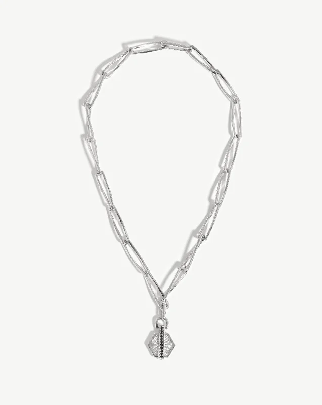 Pave Hex Twisted Link Chain Necklace