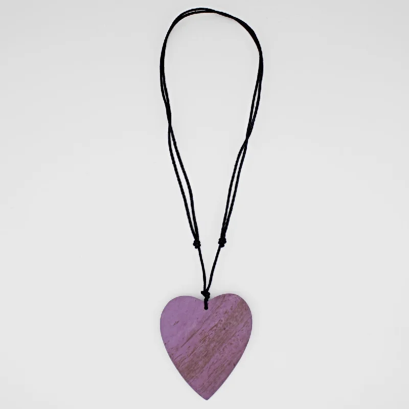 Lavender Gabi Heart Wood Necklace