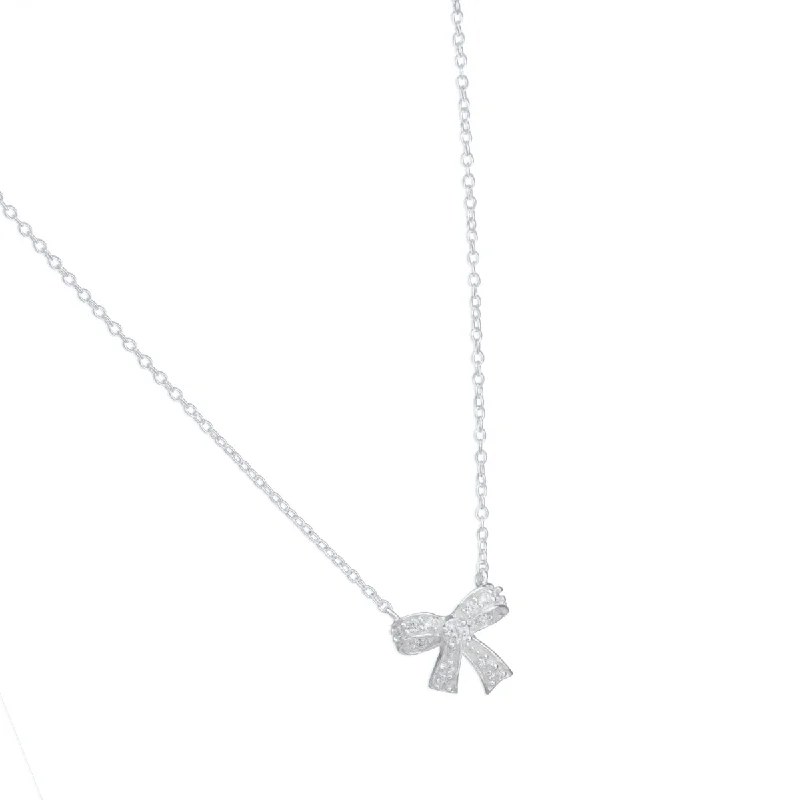 Sterling Silver Bow Zirconia Necklace