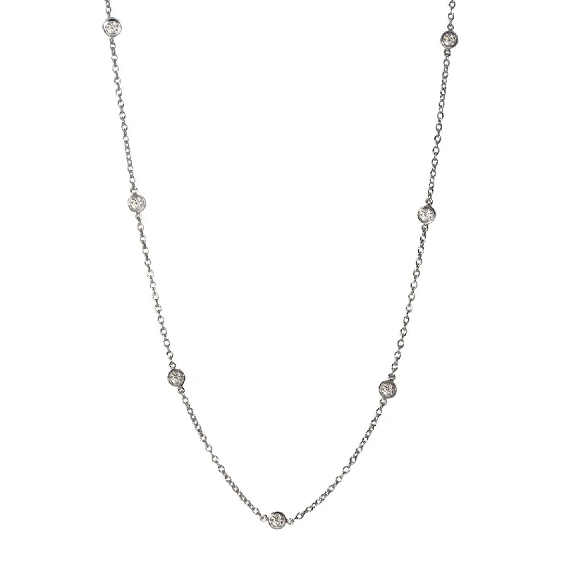 .80ct Diamond by the Yard 14 Station 14K White Gold Necklace