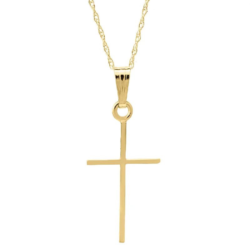 Child 14K Yellow Gold 11x24mm Cross Pendant Necklace