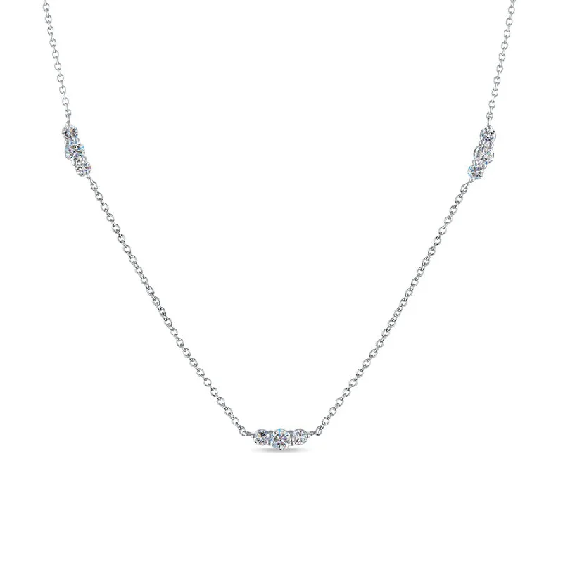 14KWG 1.82CTW FOF DIA 3STONE STATIONS NECKLACE