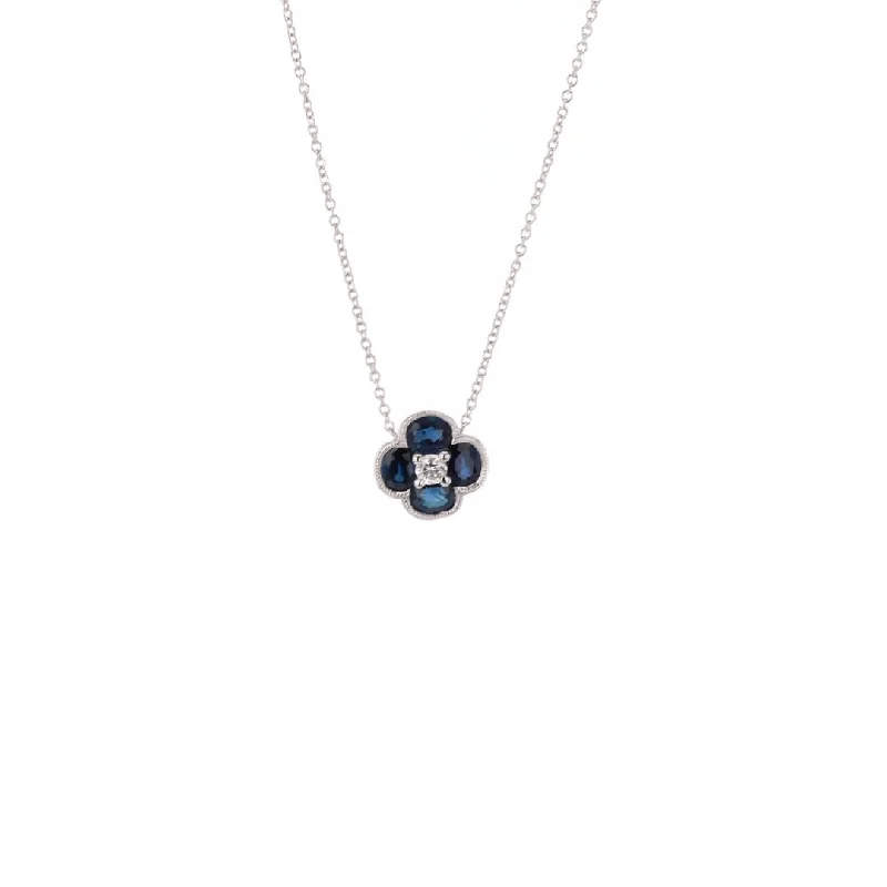 18" Blue Sapphire & Diamond Pendant Necklace | M10278588