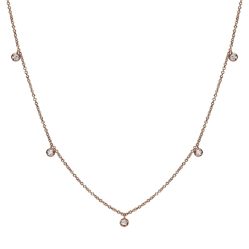 5 Hanging Diamond Bezel Station necklace