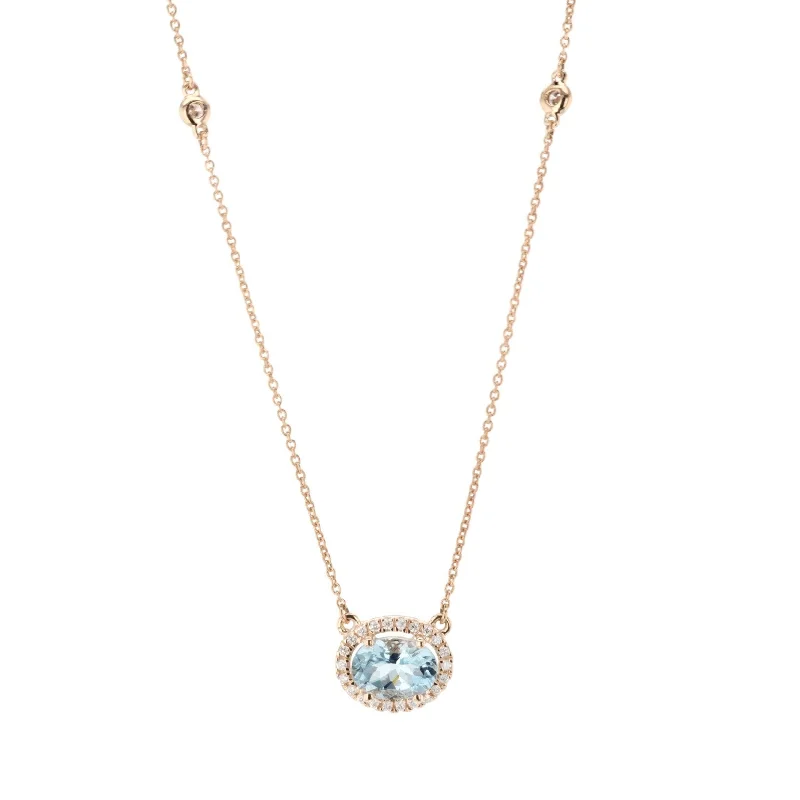 Aquamarine & Diamond Pendant Necklace