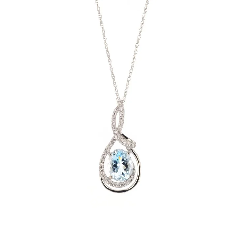 Aquamarine & Diamond Pendant Necklace