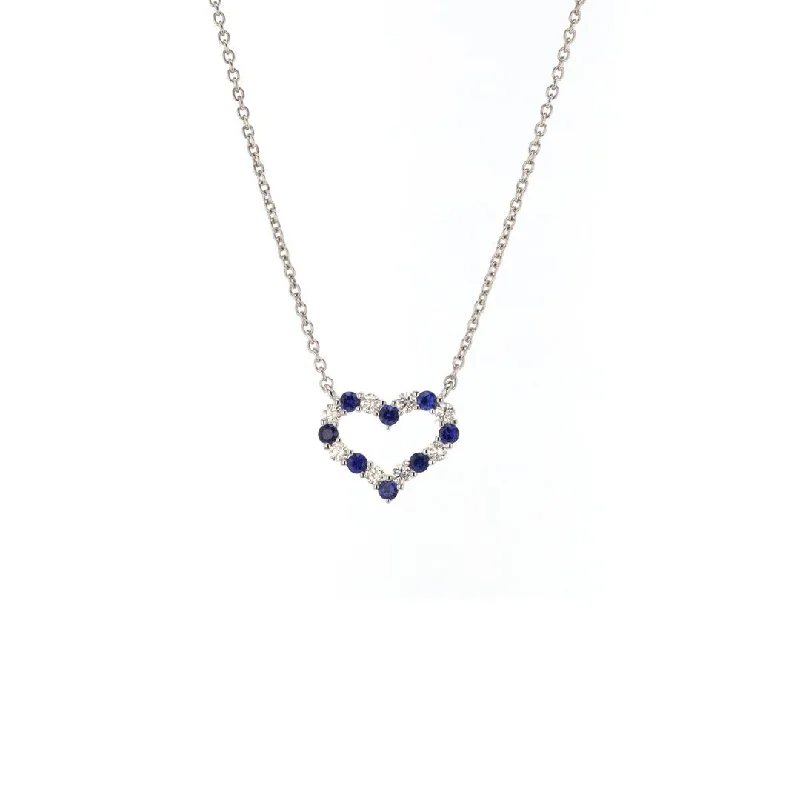 Blue Sapphire & Diamond Heart Pendant Necklace | M10278829