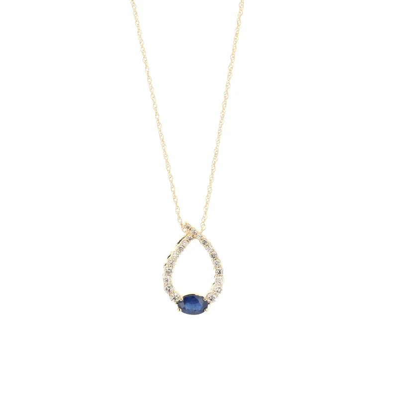 Blue Sapphire & Diamond Pendant Necklace