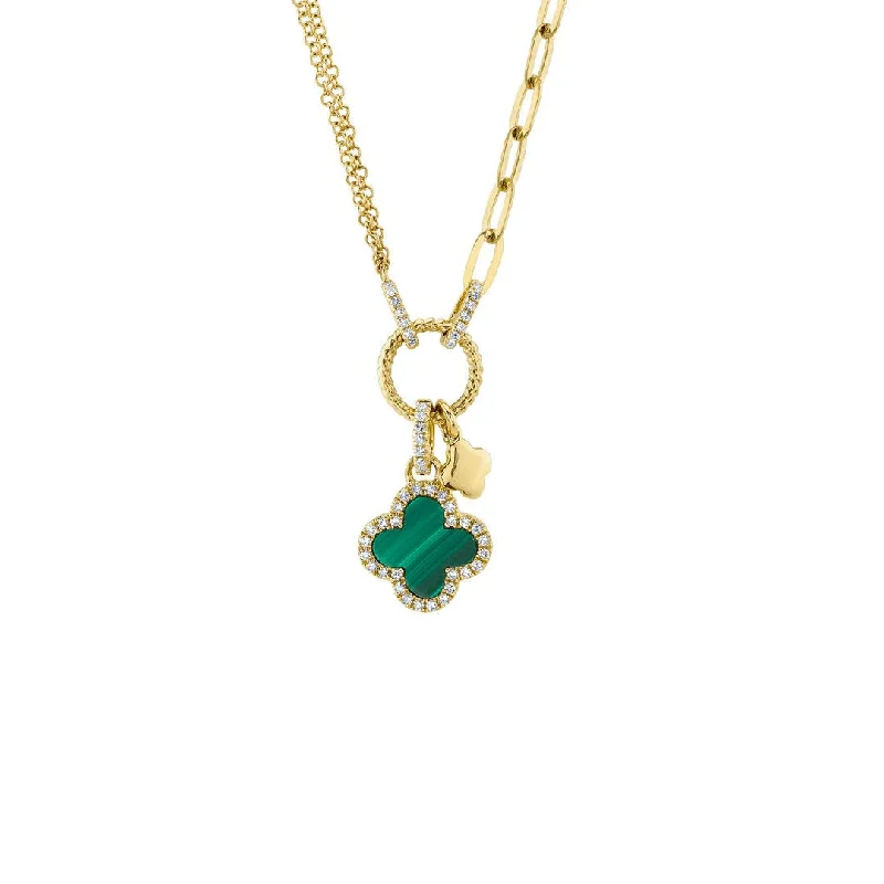 18" Malachite and Diamond Stationary Pendant Necklace | 10277897