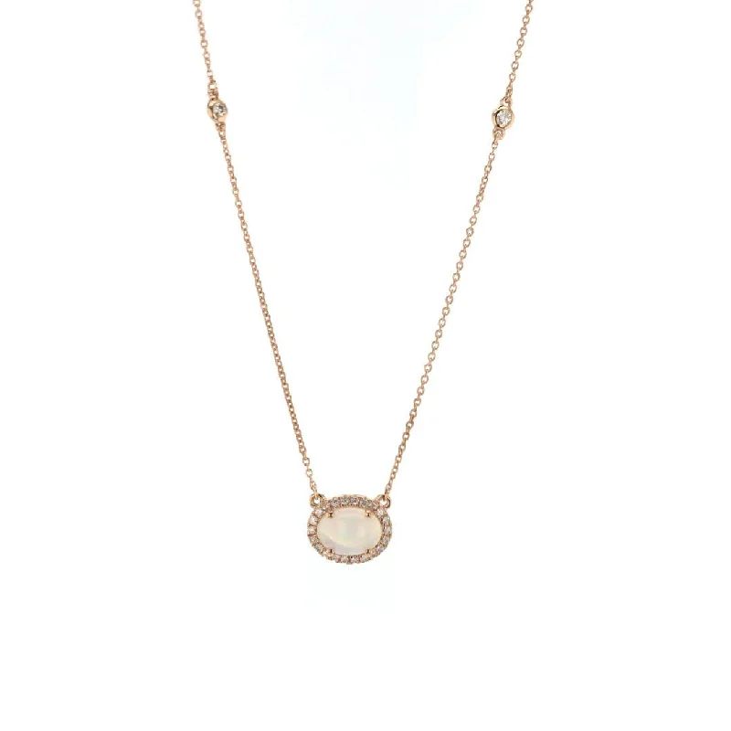 Opal & Diamond Pendant Necklace