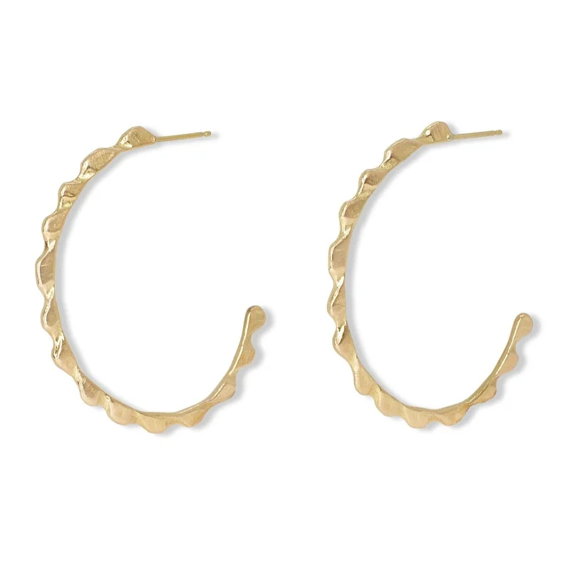 18K Wave Hoop Earrings Large