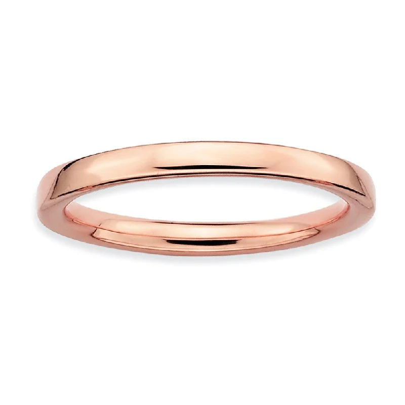 2.25mm Stackable 14K Rose Gold Plated Silver Semi Rounded Band