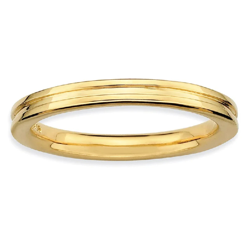 2.25mm Stackable 14K Yellow Gold Plated Silver Grooved Band