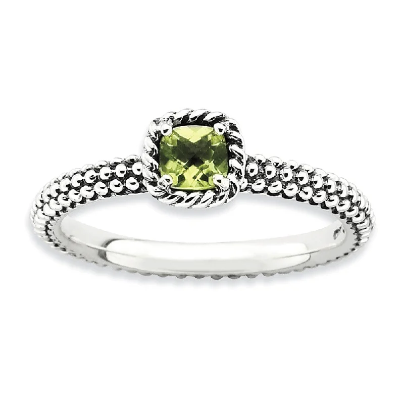 Antiqued Sterling Silver Stackable Peridot Ring