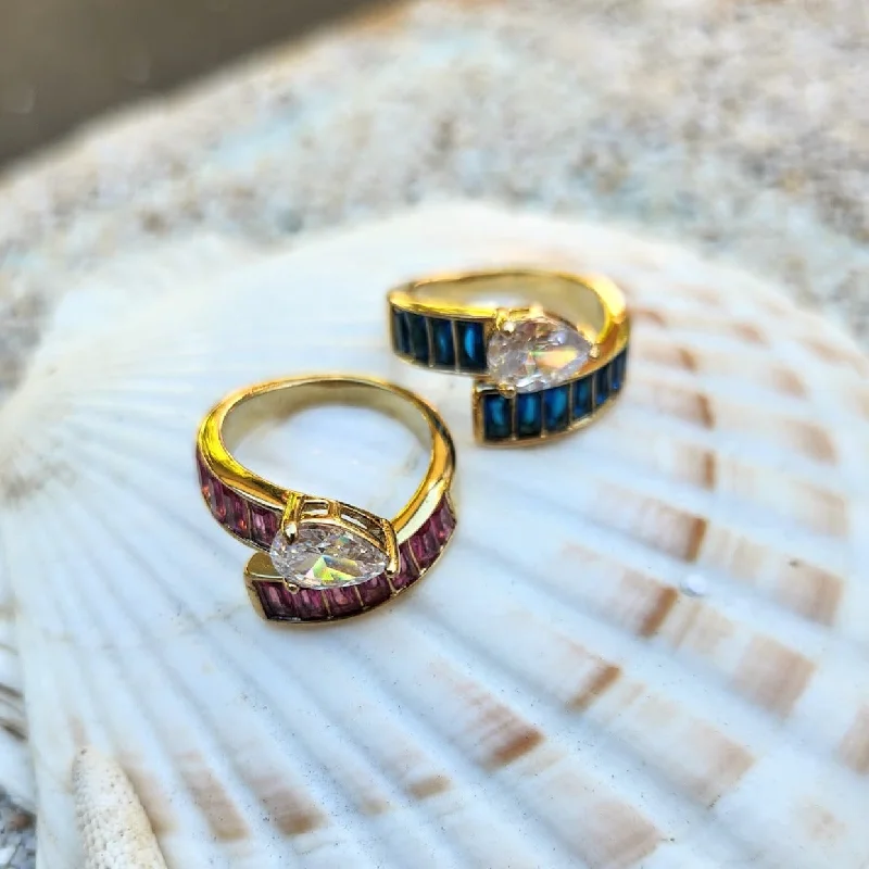 CLEAR DROP / RUBY / SAPPHIRE 18K RINGS - ADJUSTABLE WATERPROOF