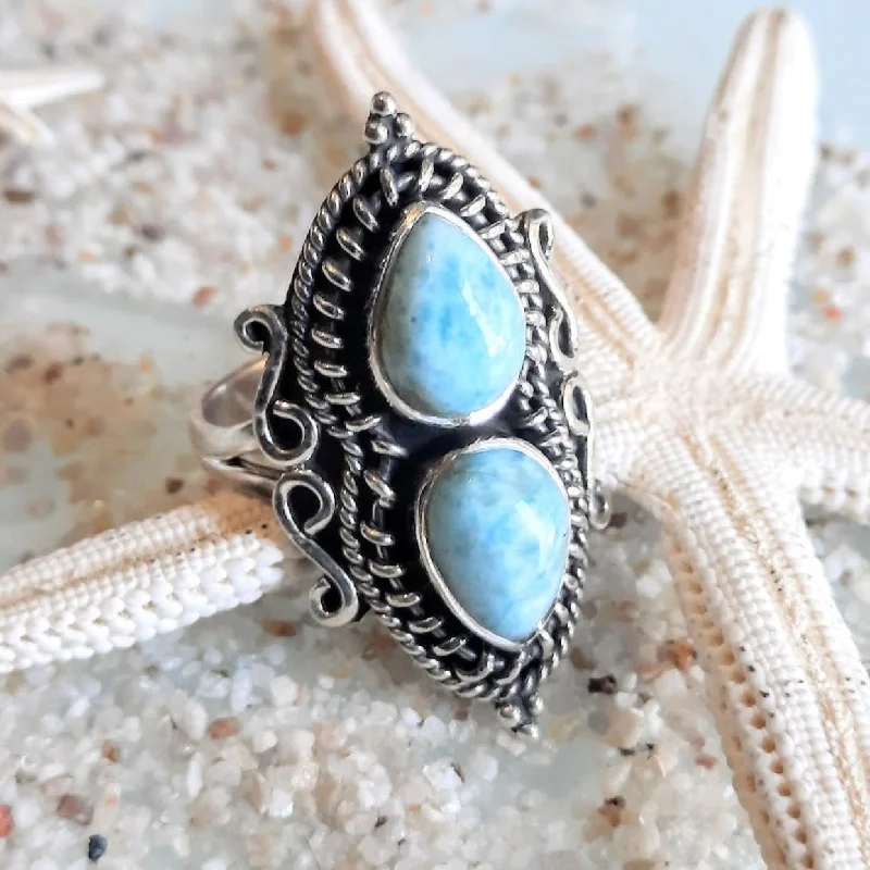 DOUBLE LARIMAR - 925 LARIMAR STATEMENT RING