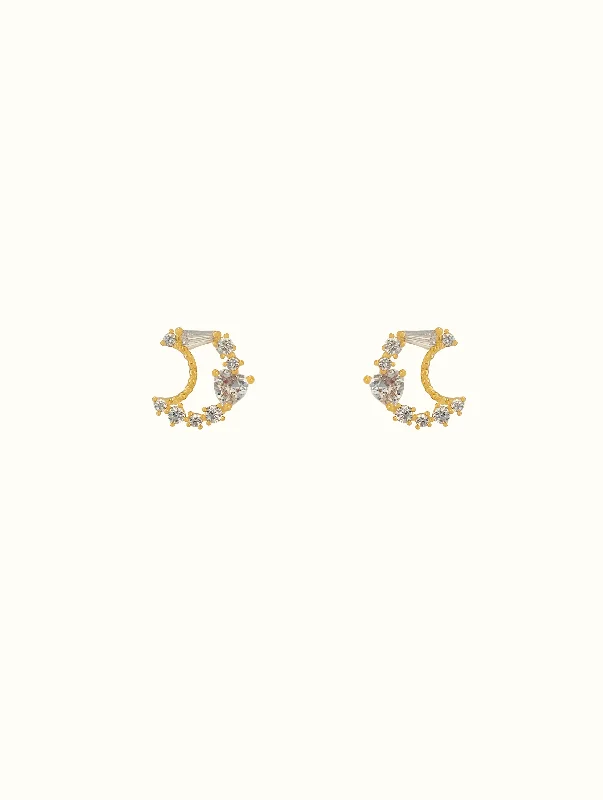 Jewel Encrusted Crescent Studs