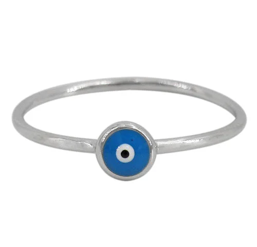 Sterling silver with rhodium, 5mm evil eye ring