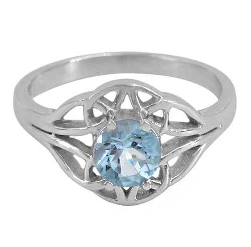 Sterling silver with rhodium, 6mm stone ring, 2.5mm width(band).