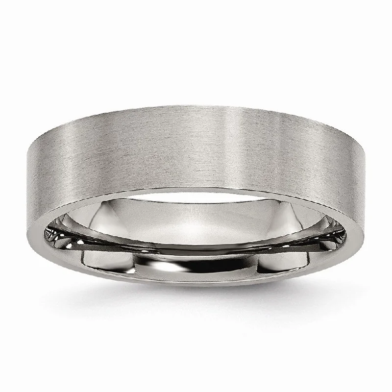 Titanium 6mm Brushed Flat Comfort Fit Band