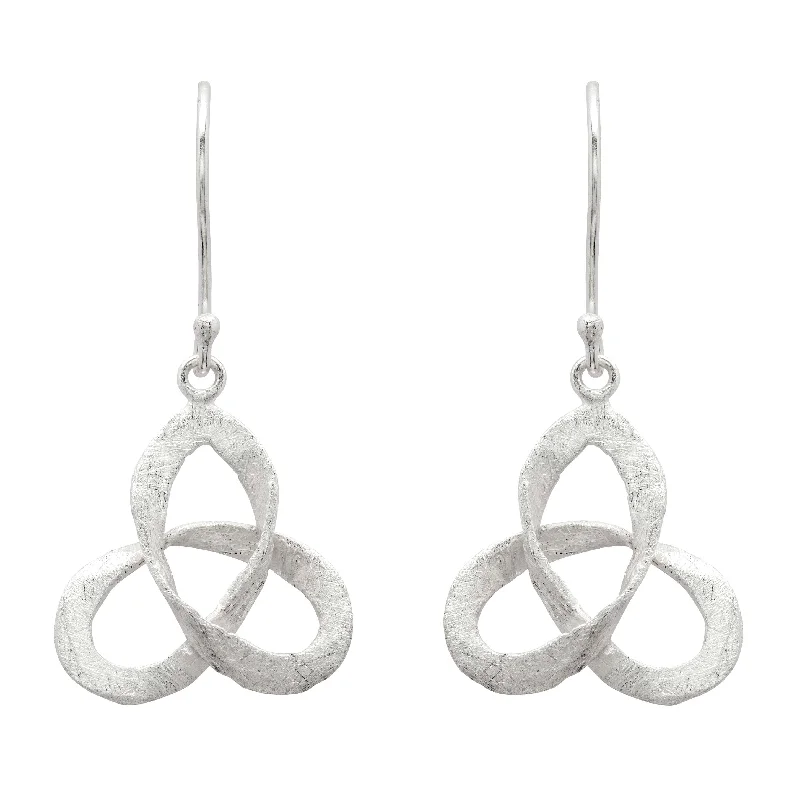 Trinity Knot Brushed Finish Earrings - Small