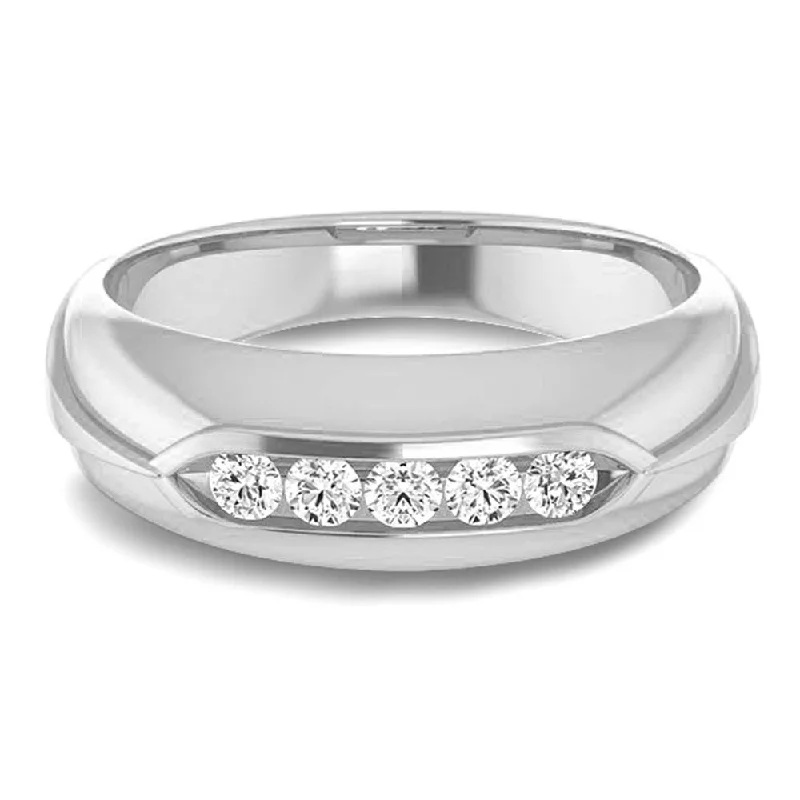 Dome Five Stone Channel Set Round Diamond Men's Ring