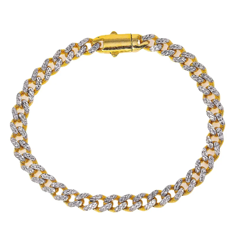 10K YELLOW GOLD DIAMOND CUT CUBAN LINK BRACELET