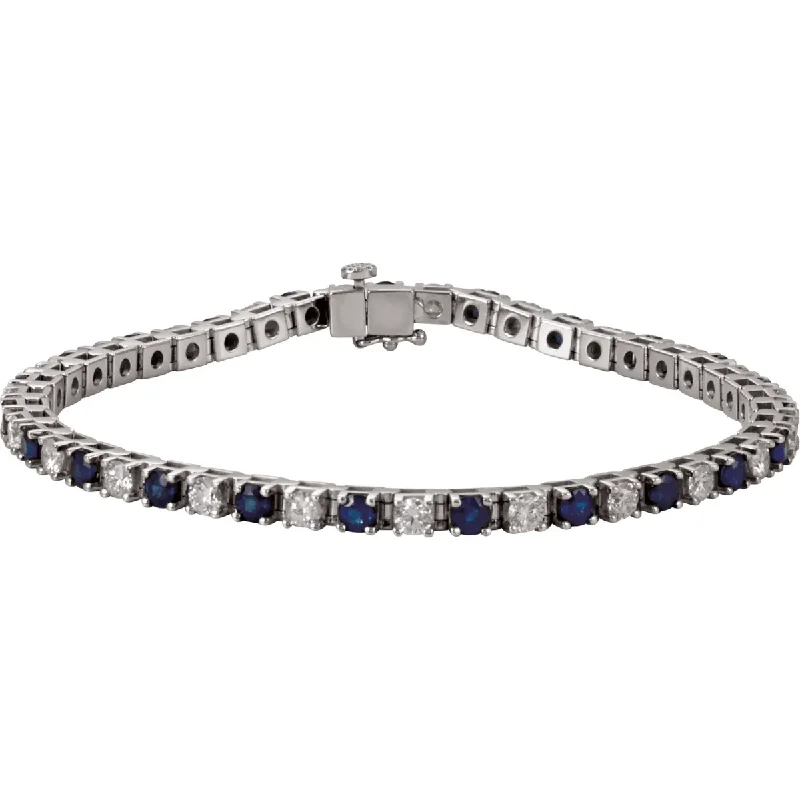 14KT GOLD 3 CARAT SAPPHIRE & 2 1/3 CARAT DIAMOND TENNIS BRACELET