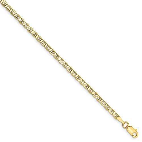 14KT YELLOW GOLD 2.4MM FLAT ANCHOR CHAIN BRACELET