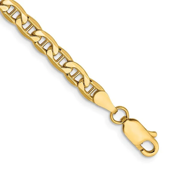 MEN'S 14KT YELLOW GOLD 4MM SEMI SOLID ANCHOR 8" CHAIN BRACELET