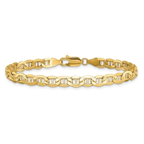 14KT YELLOW GOLD 4.75MM SEMI SOLID ANCHOR CHAIN BRACELET