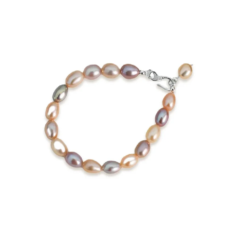 Solitaire Diamond Pendant 925 Silver Colorful Freshwater Pearl Bracelet