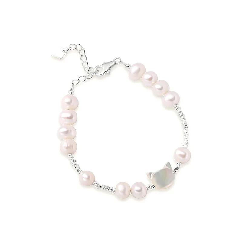 Silver Stacking Rings 925 Silver Kitten Silver Nugget Freshwater Pearl Bracelet