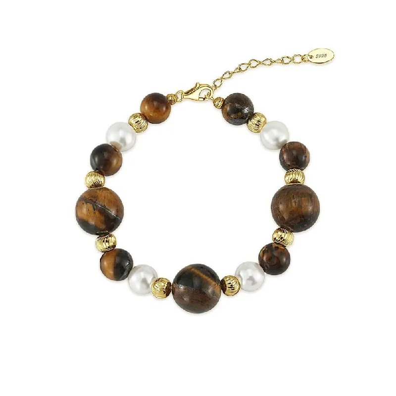 Moonstone Drop Necklace 925 Silver Tiger Eye Stone Shell Pearl Bracelet