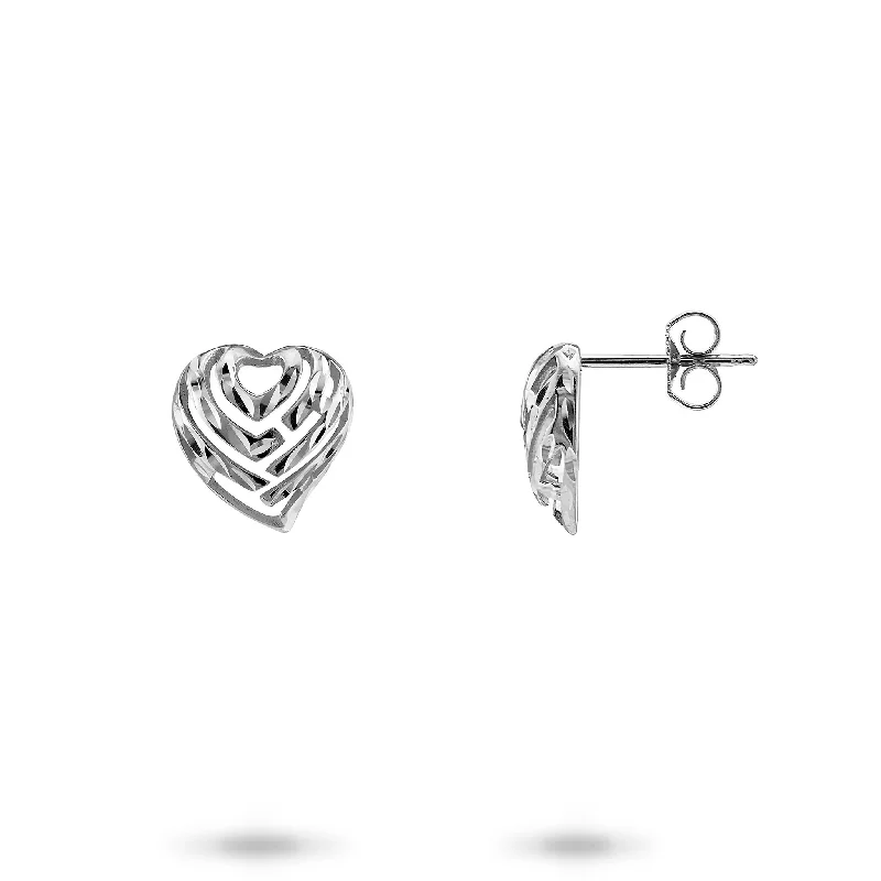 Aloha Heart Earrings in White Gold - 11mm