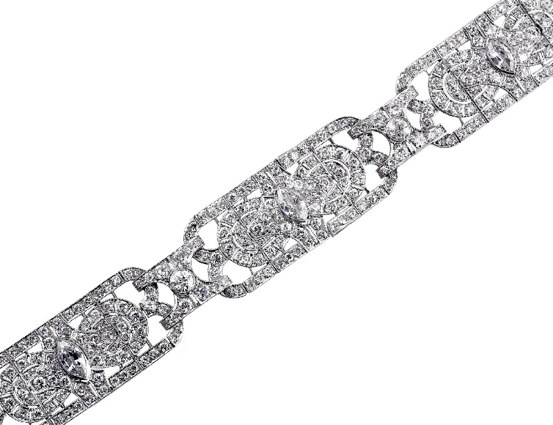 Art Deco Platinum Marquise Bracelet