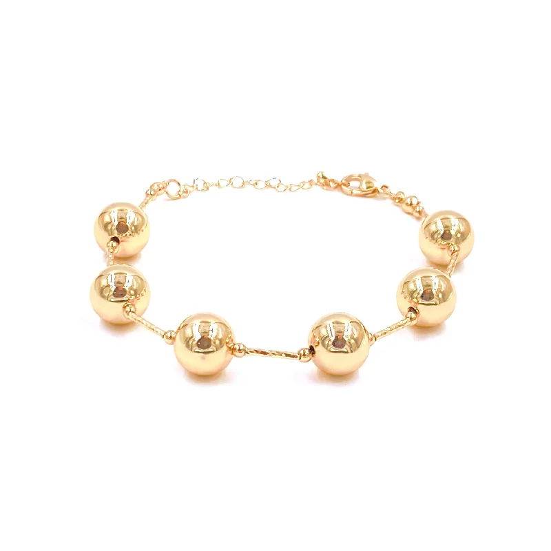 Starburst Diamond Pendant Ashley Gold Stainless Steel Gold Plated 6 Ball Beaded Clasp Bracelet