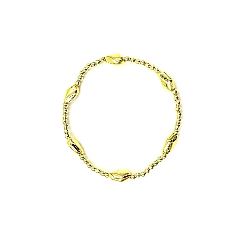 Unique Diamond Ring Ashley Gold Stainless Steel Gold Plated 6 Bean Design Stretch Bracelet