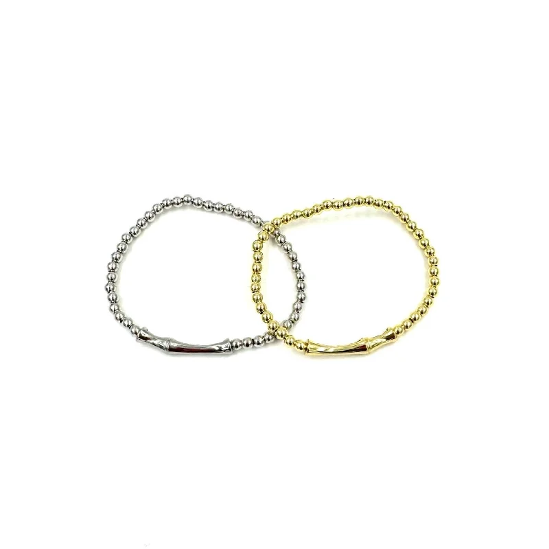 White Gold Bangles Ashley Gold Stainless Steel Gold Plated Stretch Bamboo Design Bracelet