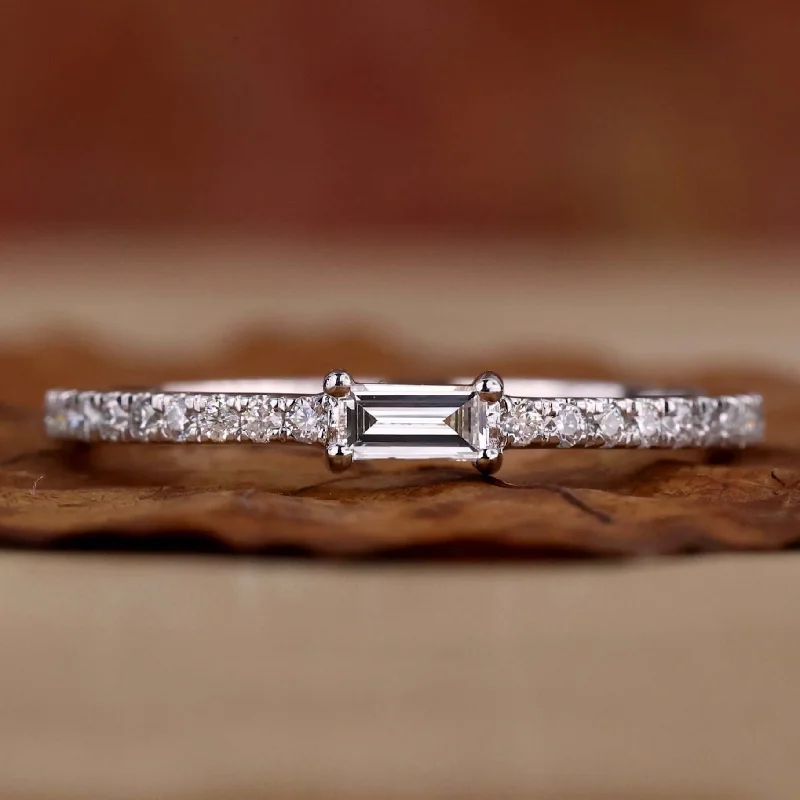 Baguette Cut EF/VS Lab Grown Diamond Minimalist Wedding Band